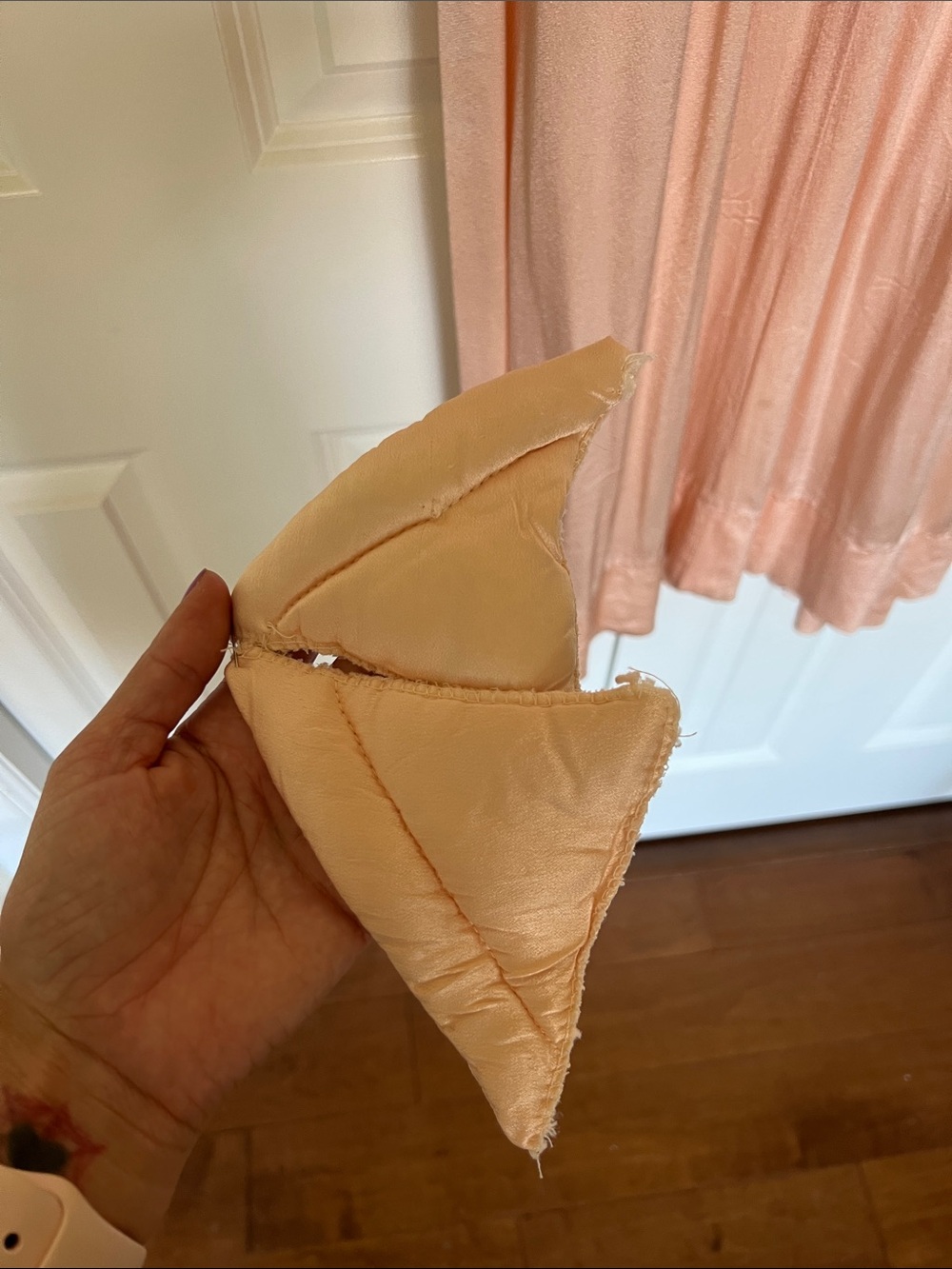 1930’s Elegant Blush Satin and Lace Midi Dress (shoulder pads removed) - Picture 13 of 13